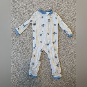 Kyte Baby Zippered Romper in Blue Jurassic Dinosaur